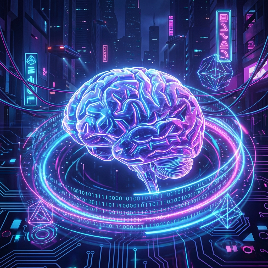 Glowing AI Brain Concept